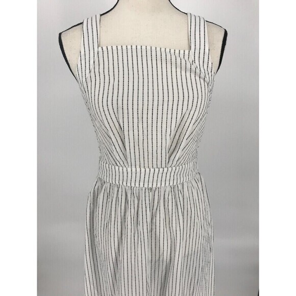 Lulus Women Apron Dress Size Small Black/White Stripe Crossback Open back - Picture 5 of 10